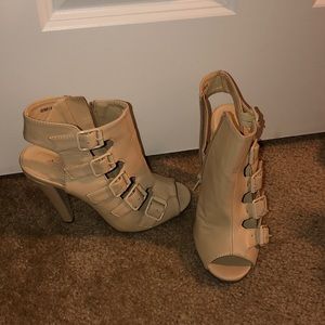Charlotte Russe Cream Open Back Heels